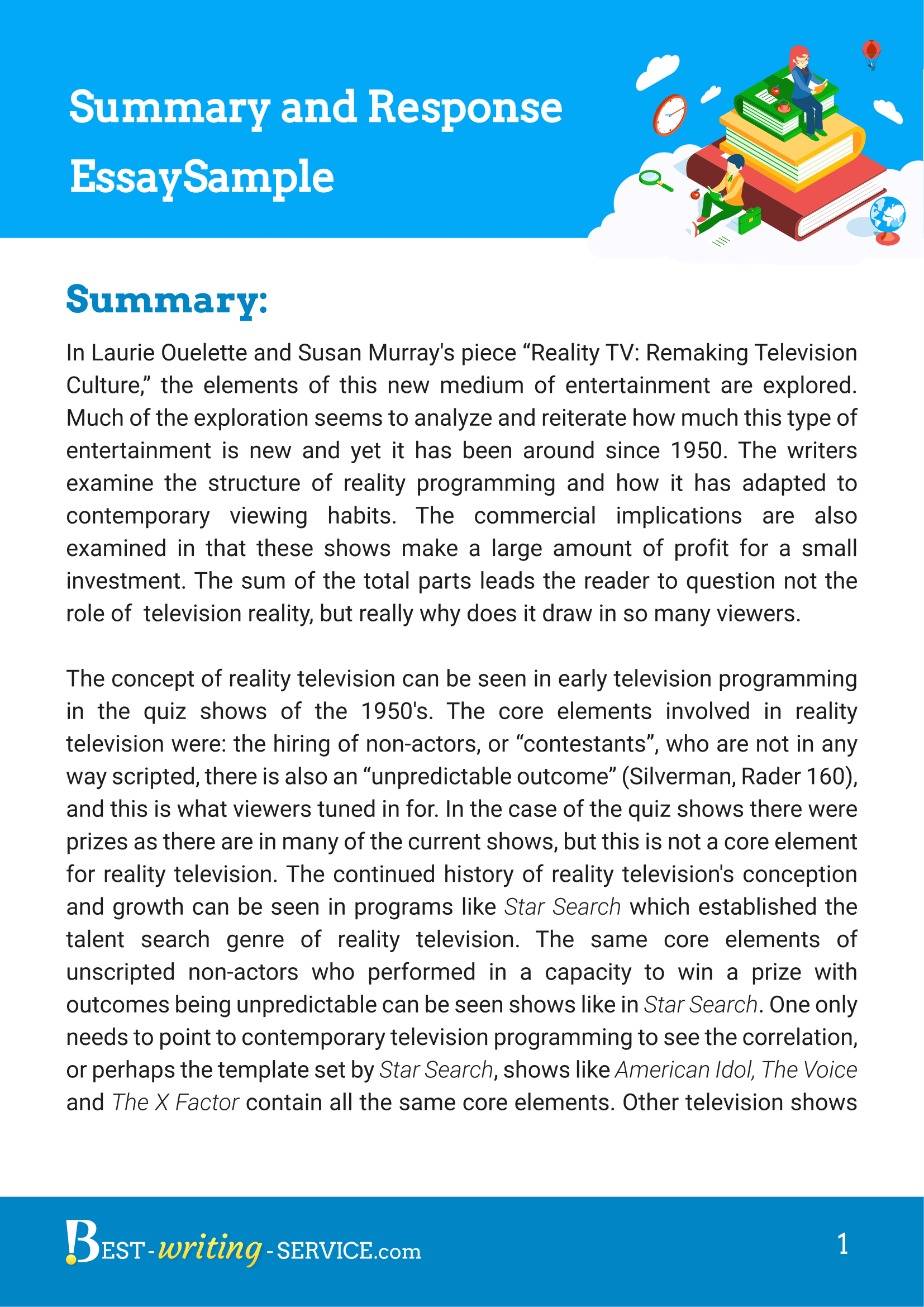 Feel Free To Read Our Summary And Response Essay Example