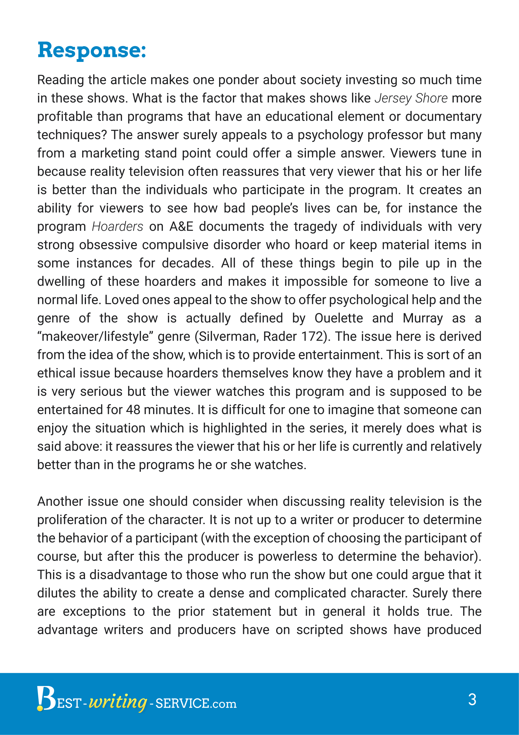 Feel Free To Read Our Summary And Response Essay Example